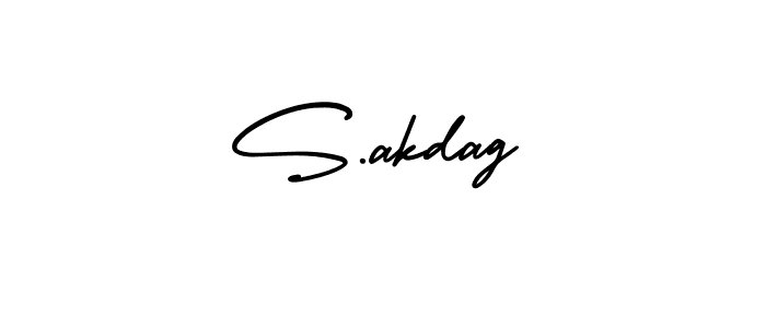 How to make S.akdag name signature. Use AmerikaSignatureDemo-Regular style for creating short signs online. This is the latest handwritten sign. S.akdag signature style 3 images and pictures png