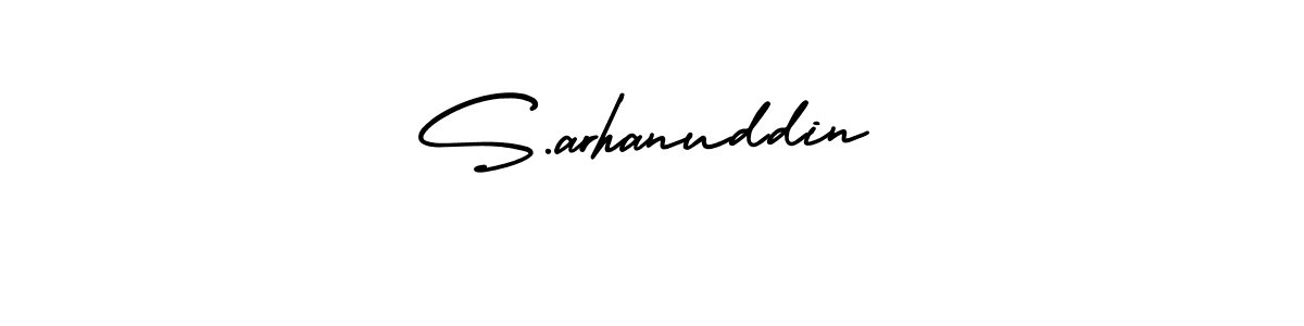 You should practise on your own different ways (AmerikaSignatureDemo-Regular) to write your name (S.arhanuddin) in signature. don't let someone else do it for you. S.arhanuddin signature style 3 images and pictures png