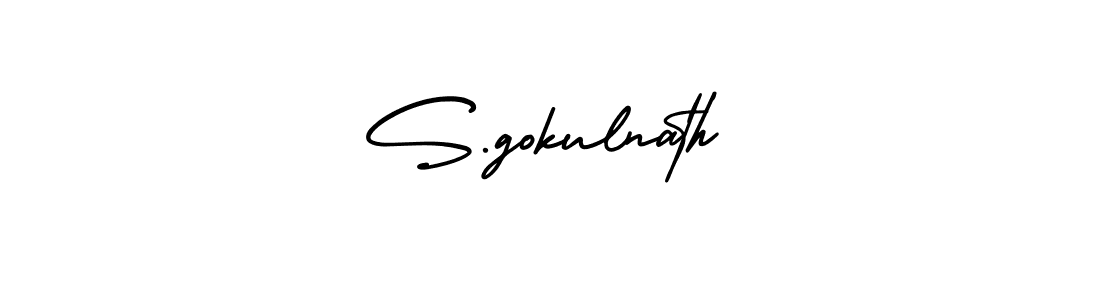 This is the best signature style for the S.gokulnath name. Also you like these signature font (AmerikaSignatureDemo-Regular). Mix name signature. S.gokulnath signature style 3 images and pictures png