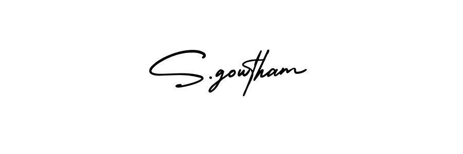 How to make S.gowtham name signature. Use AmerikaSignatureDemo-Regular style for creating short signs online. This is the latest handwritten sign. S.gowtham signature style 3 images and pictures png