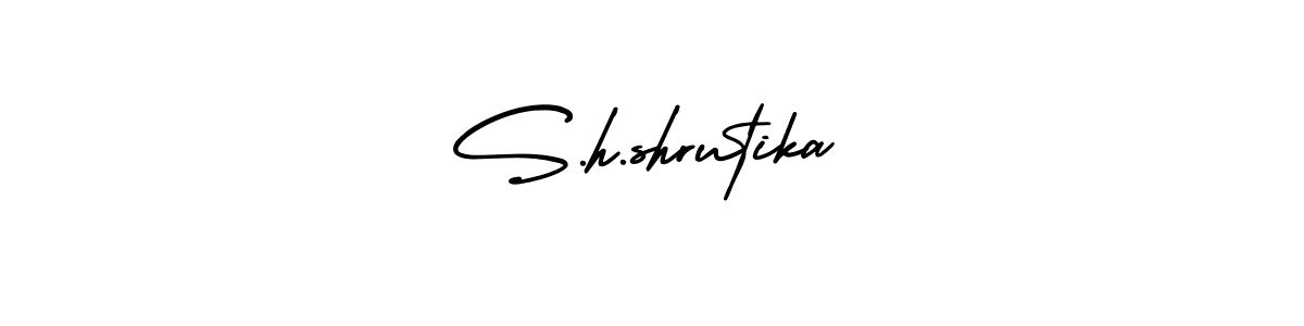 How to make S.h.shrutika name signature. Use AmerikaSignatureDemo-Regular style for creating short signs online. This is the latest handwritten sign. S.h.shrutika signature style 3 images and pictures png