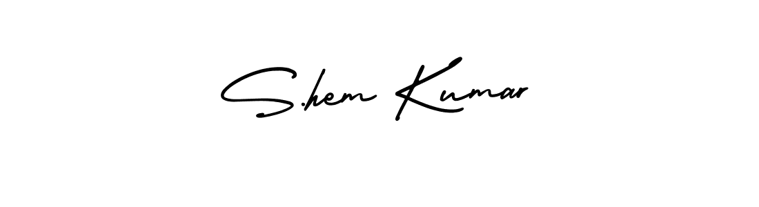 How to make S.hem Kumar name signature. Use AmerikaSignatureDemo-Regular style for creating short signs online. This is the latest handwritten sign. S.hem Kumar signature style 3 images and pictures png