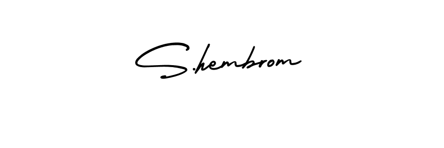 How to make S.hembrom name signature. Use AmerikaSignatureDemo-Regular style for creating short signs online. This is the latest handwritten sign. S.hembrom signature style 3 images and pictures png