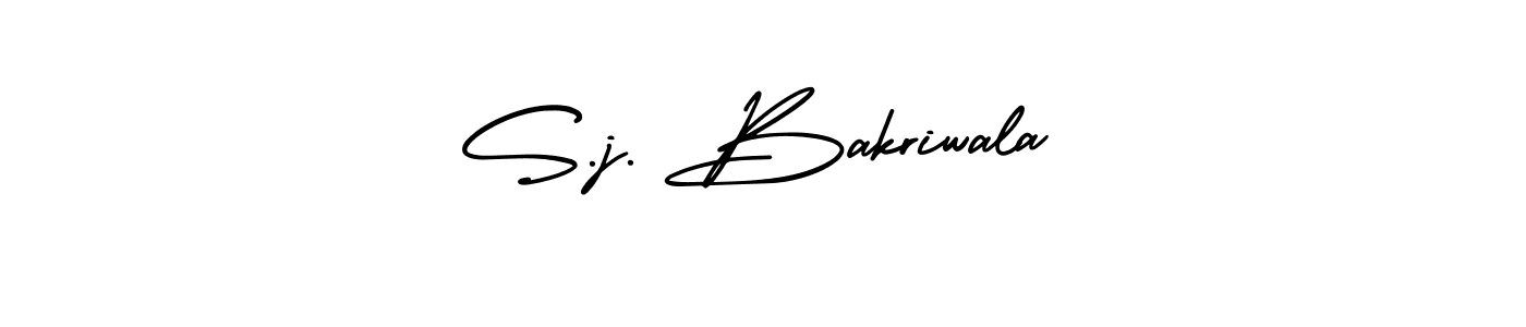 S.j. Bakriwala stylish signature style. Best Handwritten Sign (AmerikaSignatureDemo-Regular) for my name. Handwritten Signature Collection Ideas for my name S.j. Bakriwala. S.j. Bakriwala signature style 3 images and pictures png