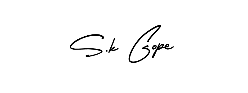 You should practise on your own different ways (AmerikaSignatureDemo-Regular) to write your name (S.k Gope) in signature. don't let someone else do it for you. S.k Gope signature style 3 images and pictures png