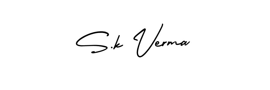 Use a signature maker to create a handwritten signature online. With this signature software, you can design (AmerikaSignatureDemo-Regular) your own signature for name S.k Verma. S.k Verma signature style 3 images and pictures png