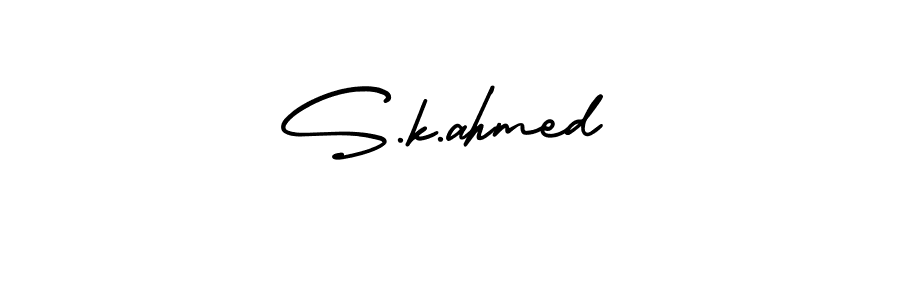 S.k.ahmed stylish signature style. Best Handwritten Sign (AmerikaSignatureDemo-Regular) for my name. Handwritten Signature Collection Ideas for my name S.k.ahmed. S.k.ahmed signature style 3 images and pictures png