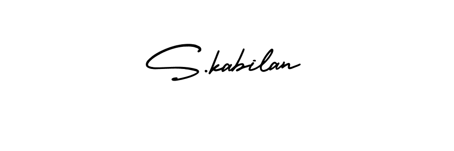 You should practise on your own different ways (AmerikaSignatureDemo-Regular) to write your name (S.kabilan) in signature. don't let someone else do it for you. S.kabilan signature style 3 images and pictures png