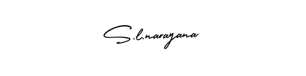 How to make S.l.narayana name signature. Use AmerikaSignatureDemo-Regular style for creating short signs online. This is the latest handwritten sign. S.l.narayana signature style 3 images and pictures png