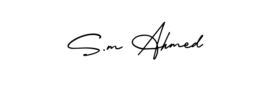 Make a beautiful signature design for name S.m Ahmed. With this signature (AmerikaSignatureDemo-Regular) style, you can create a handwritten signature for free. S.m Ahmed signature style 3 images and pictures png