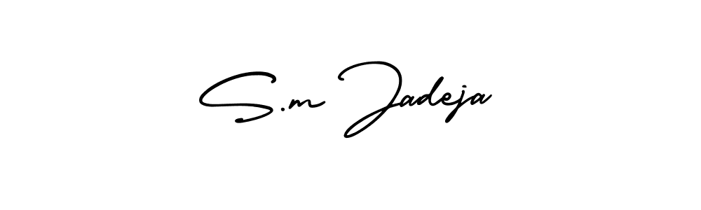 Design your own signature with our free online signature maker. With this signature software, you can create a handwritten (AmerikaSignatureDemo-Regular) signature for name S.m Jadeja. S.m Jadeja signature style 3 images and pictures png