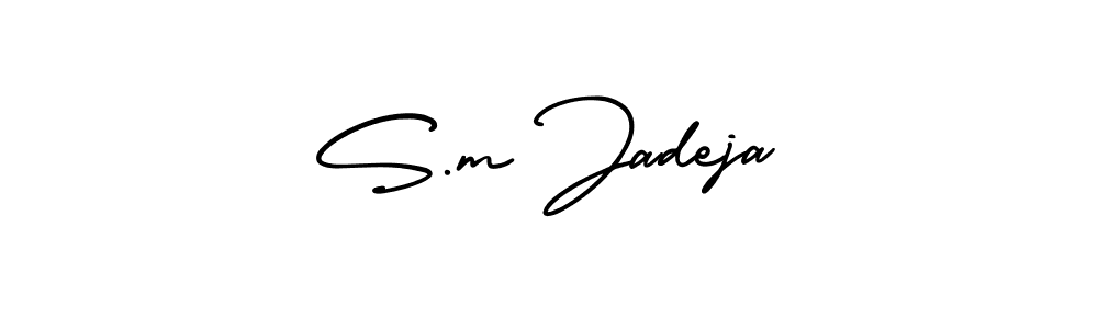 You should practise on your own different ways (AmerikaSignatureDemo-Regular) to write your name (S.m Jadeja) in signature. don't let someone else do it for you. S.m Jadeja signature style 3 images and pictures png