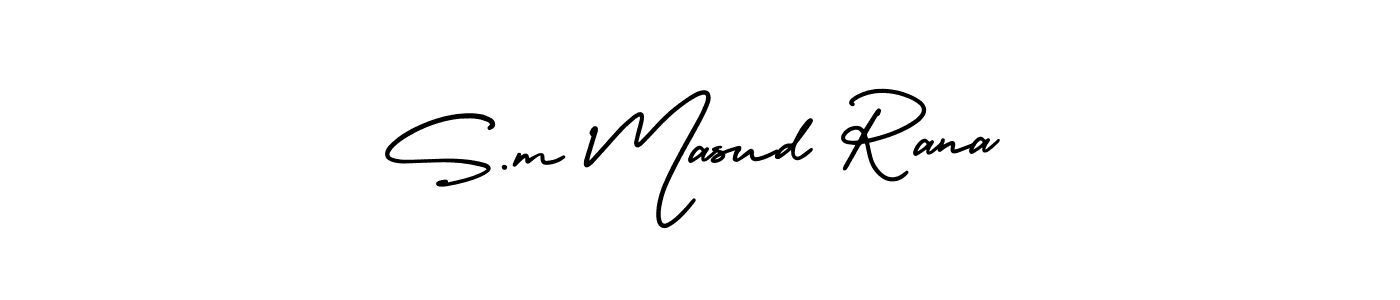 The best way (AmerikaSignatureDemo-Regular) to make a short signature is to pick only two or three words in your name. The name S.m Masud Rana include a total of six letters. For converting this name. S.m Masud Rana signature style 3 images and pictures png