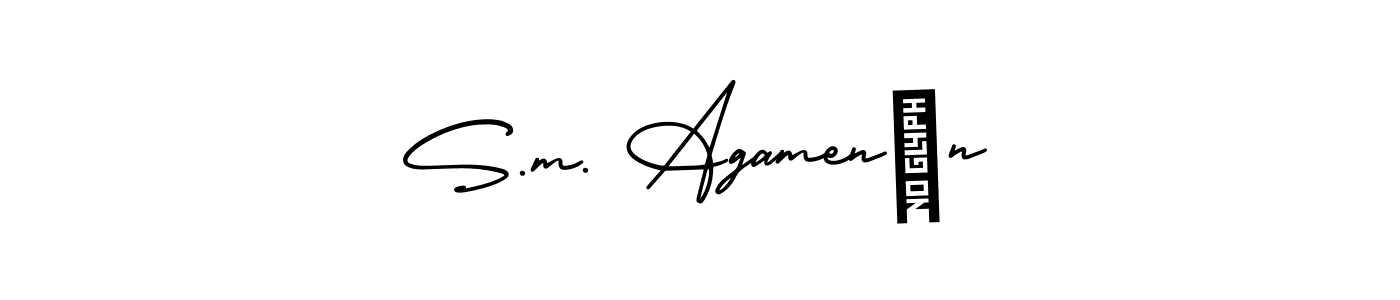 The best way (AmerikaSignatureDemo-Regular) to make a short signature is to pick only two or three words in your name. The name S.m. Agamenón include a total of six letters. For converting this name. S.m. Agamenón signature style 3 images and pictures png