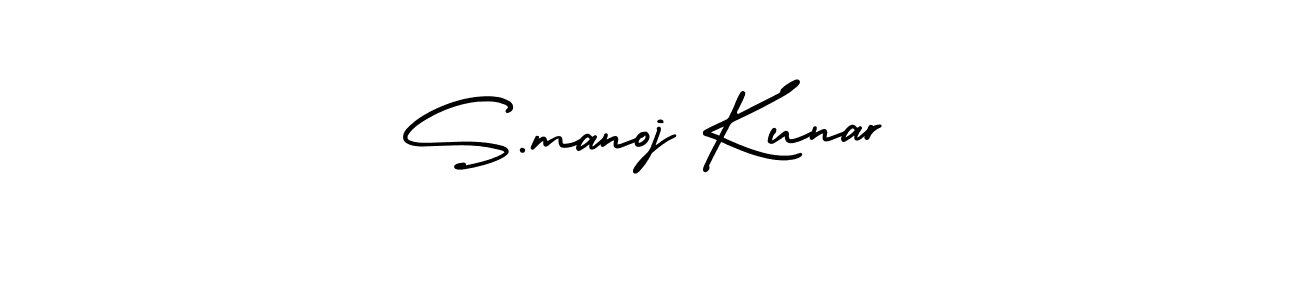 The best way (AmerikaSignatureDemo-Regular) to make a short signature is to pick only two or three words in your name. The name S.manoj Kunar include a total of six letters. For converting this name. S.manoj Kunar signature style 3 images and pictures png