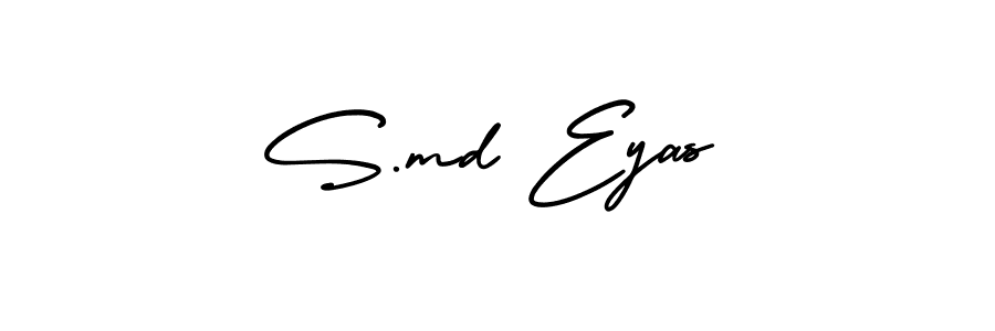 You should practise on your own different ways (AmerikaSignatureDemo-Regular) to write your name (S.md Eyas) in signature. don't let someone else do it for you. S.md Eyas signature style 3 images and pictures png