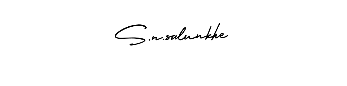 How to make S.n.salunkhe name signature. Use AmerikaSignatureDemo-Regular style for creating short signs online. This is the latest handwritten sign. S.n.salunkhe signature style 3 images and pictures png