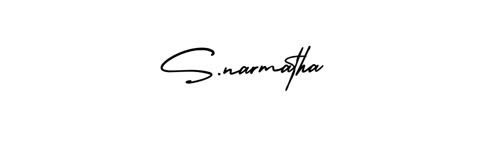 How to make S.narmatha name signature. Use AmerikaSignatureDemo-Regular style for creating short signs online. This is the latest handwritten sign. S.narmatha signature style 3 images and pictures png