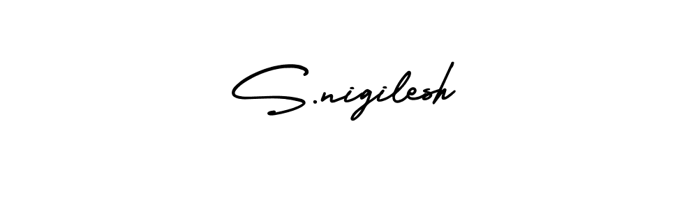 AmerikaSignatureDemo-Regular is a professional signature style that is perfect for those who want to add a touch of class to their signature. It is also a great choice for those who want to make their signature more unique. Get S.nigilesh name to fancy signature for free. S.nigilesh signature style 3 images and pictures png