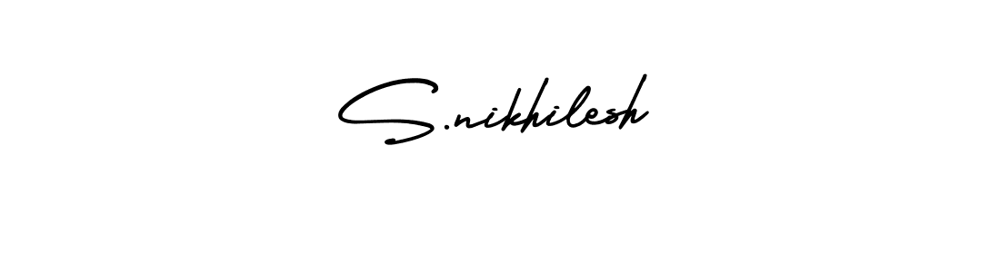 AmerikaSignatureDemo-Regular is a professional signature style that is perfect for those who want to add a touch of class to their signature. It is also a great choice for those who want to make their signature more unique. Get S.nikhilesh name to fancy signature for free. S.nikhilesh signature style 3 images and pictures png