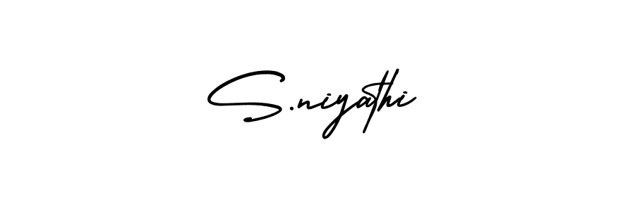 Design your own signature with our free online signature maker. With this signature software, you can create a handwritten (AmerikaSignatureDemo-Regular) signature for name S.niyathi. S.niyathi signature style 3 images and pictures png