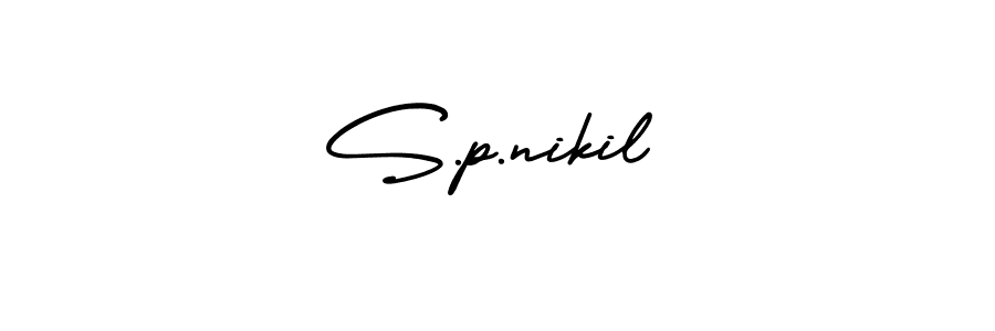 You should practise on your own different ways (AmerikaSignatureDemo-Regular) to write your name (S.p.nikil) in signature. don't let someone else do it for you. S.p.nikil signature style 3 images and pictures png