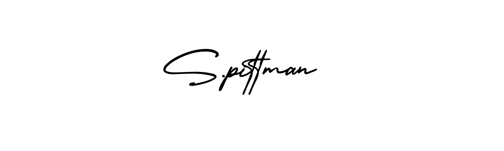 The best way (AmerikaSignatureDemo-Regular) to make a short signature is to pick only two or three words in your name. The name S.pittman  include a total of six letters. For converting this name. S.pittman  signature style 3 images and pictures png