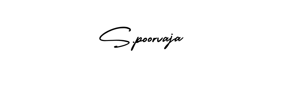 You should practise on your own different ways (AmerikaSignatureDemo-Regular) to write your name (S.poorvaja) in signature. don't let someone else do it for you. S.poorvaja signature style 3 images and pictures png