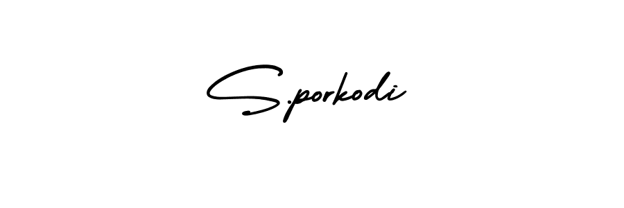 The best way (AmerikaSignatureDemo-Regular) to make a short signature is to pick only two or three words in your name. The name S.porkodi include a total of six letters. For converting this name. S.porkodi signature style 3 images and pictures png