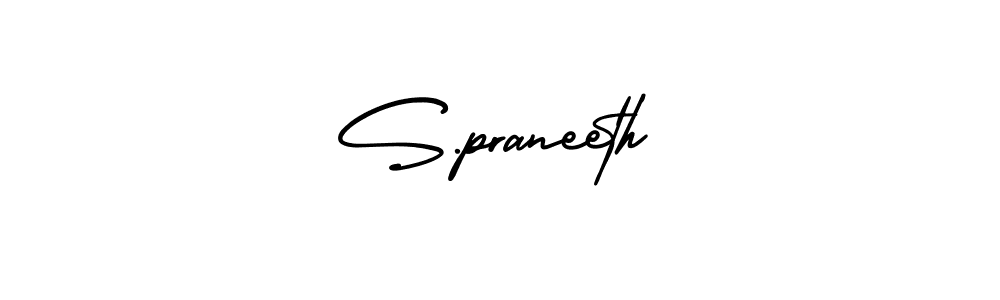 Design your own signature with our free online signature maker. With this signature software, you can create a handwritten (AmerikaSignatureDemo-Regular) signature for name S.praneeth. S.praneeth signature style 3 images and pictures png