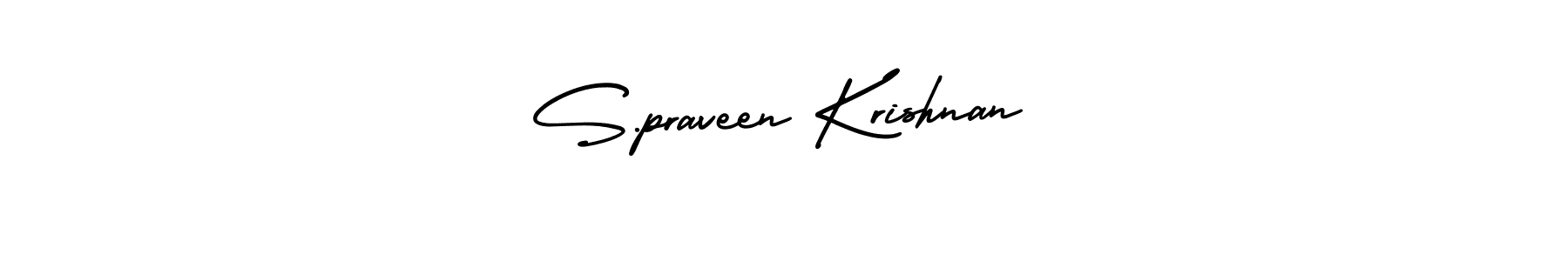 You should practise on your own different ways (AmerikaSignatureDemo-Regular) to write your name (S.praveen Krishnan) in signature. don't let someone else do it for you. S.praveen Krishnan signature style 3 images and pictures png