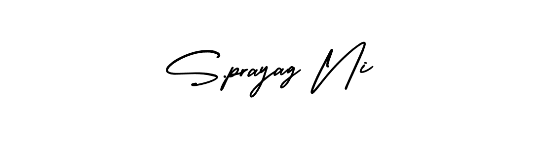 The best way (AmerikaSignatureDemo-Regular) to make a short signature is to pick only two or three words in your name. The name S.prayag Ni include a total of six letters. For converting this name. S.prayag Ni signature style 3 images and pictures png