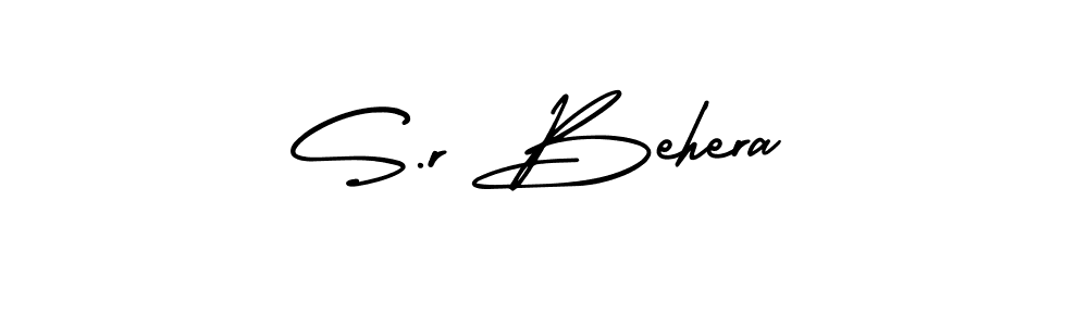 The best way (AmerikaSignatureDemo-Regular) to make a short signature is to pick only two or three words in your name. The name S.r Behera include a total of six letters. For converting this name. S.r Behera signature style 3 images and pictures png