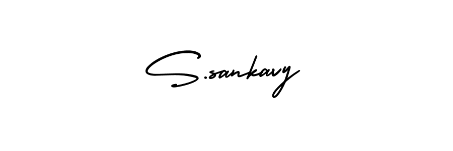 You should practise on your own different ways (AmerikaSignatureDemo-Regular) to write your name (S.sankavy) in signature. don't let someone else do it for you. S.sankavy signature style 3 images and pictures png