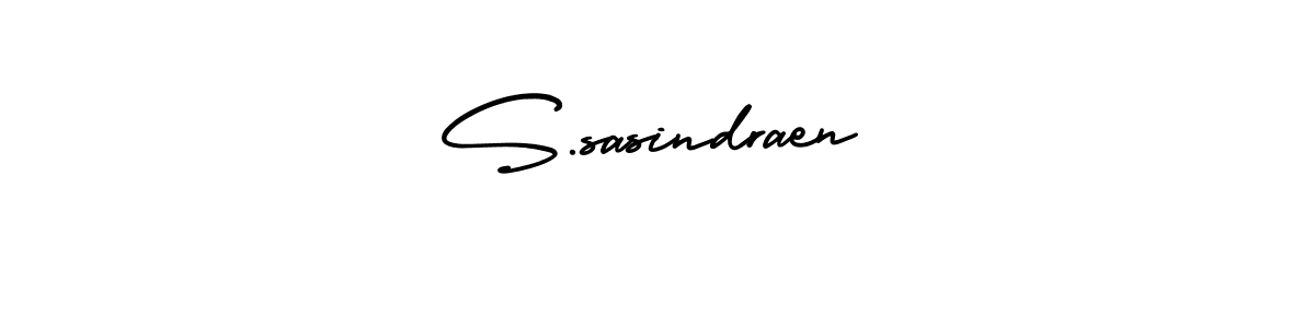 You should practise on your own different ways (AmerikaSignatureDemo-Regular) to write your name (S.sasindraen) in signature. don't let someone else do it for you. S.sasindraen signature style 3 images and pictures png