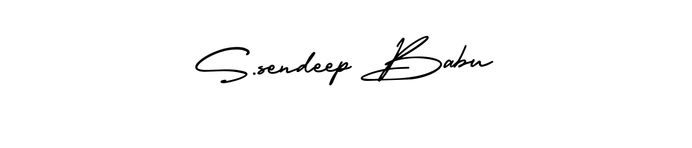You should practise on your own different ways (AmerikaSignatureDemo-Regular) to write your name (S.sendeep Babu) in signature. don't let someone else do it for you. S.sendeep Babu signature style 3 images and pictures png