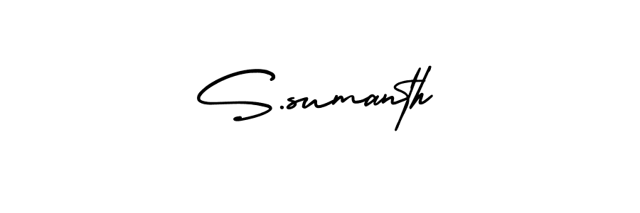 You should practise on your own different ways (AmerikaSignatureDemo-Regular) to write your name (S.sumanth) in signature. don't let someone else do it for you. S.sumanth signature style 3 images and pictures png