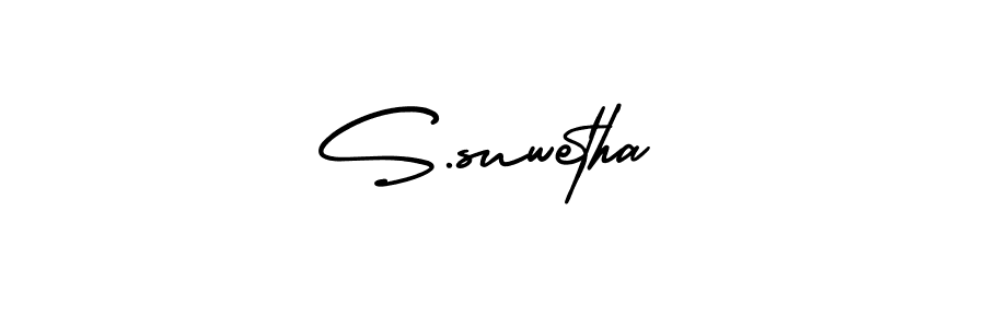 You should practise on your own different ways (AmerikaSignatureDemo-Regular) to write your name (S.suwetha) in signature. don't let someone else do it for you. S.suwetha signature style 3 images and pictures png