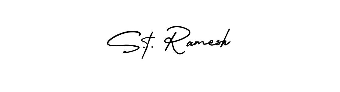 How to make S.t. Ramesh signature? AmerikaSignatureDemo-Regular is a professional autograph style. Create handwritten signature for S.t. Ramesh name. S.t. Ramesh signature style 3 images and pictures png