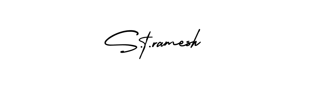 Use a signature maker to create a handwritten signature online. With this signature software, you can design (AmerikaSignatureDemo-Regular) your own signature for name S.t.ramesh. S.t.ramesh signature style 3 images and pictures png