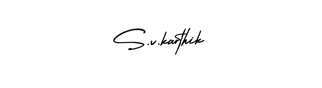 Make a beautiful signature design for name S.v.karthik. With this signature (AmerikaSignatureDemo-Regular) style, you can create a handwritten signature for free. S.v.karthik signature style 3 images and pictures png