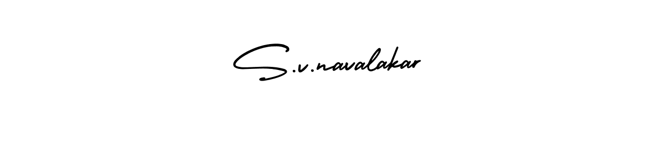 The best way (AmerikaSignatureDemo-Regular) to make a short signature is to pick only two or three words in your name. The name S.v.navalakar include a total of six letters. For converting this name. S.v.navalakar signature style 3 images and pictures png