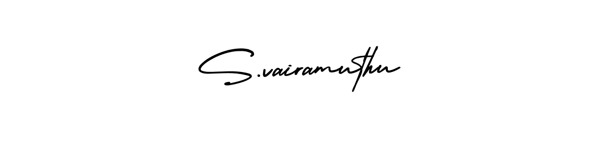 This is the best signature style for the S.vairamuthu name. Also you like these signature font (AmerikaSignatureDemo-Regular). Mix name signature. S.vairamuthu signature style 3 images and pictures png