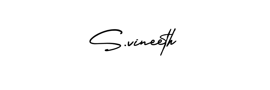 The best way (AmerikaSignatureDemo-Regular) to make a short signature is to pick only two or three words in your name. The name S.vineeth include a total of six letters. For converting this name. S.vineeth signature style 3 images and pictures png