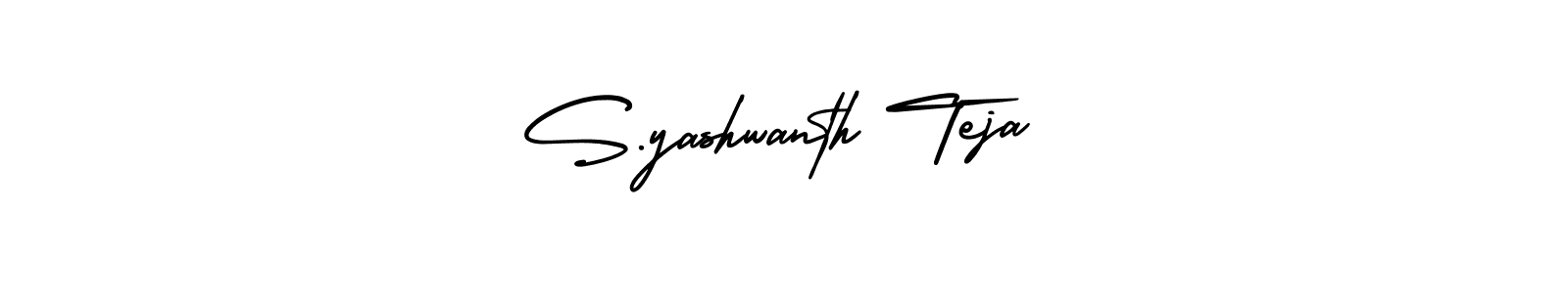 The best way (AmerikaSignatureDemo-Regular) to make a short signature is to pick only two or three words in your name. The name S.yashwanth Teja include a total of six letters. For converting this name. S.yashwanth Teja signature style 3 images and pictures png