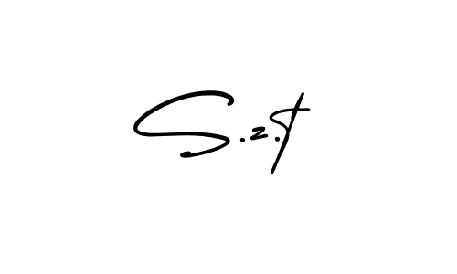 How to make S.z.t name signature. Use AmerikaSignatureDemo-Regular style for creating short signs online. This is the latest handwritten sign. S.z.t signature style 3 images and pictures png