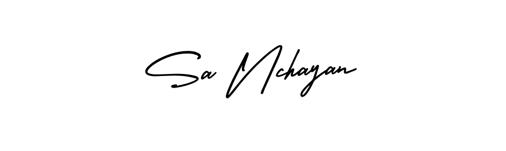 How to Draw Sa Nchayan signature style? AmerikaSignatureDemo-Regular is a latest design signature styles for name Sa Nchayan. Sa Nchayan signature style 3 images and pictures png