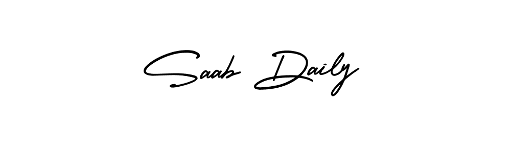 Also You can easily find your signature by using the search form. We will create Saab Daily name handwritten signature images for you free of cost using AmerikaSignatureDemo-Regular sign style. Saab Daily signature style 3 images and pictures png