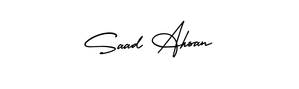if you are searching for the best signature style for your name Saad Ahsan. so please give up your signature search. here we have designed multiple signature styles  using AmerikaSignatureDemo-Regular. Saad Ahsan signature style 3 images and pictures png