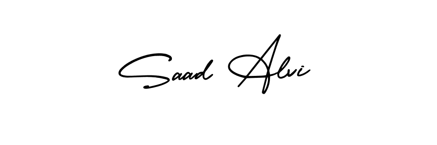 This is the best signature style for the Saad Alvi name. Also you like these signature font (AmerikaSignatureDemo-Regular). Mix name signature. Saad Alvi signature style 3 images and pictures png